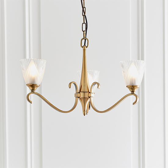 Photo of Cua 3 lights ceiling pendant light in brass with deco glass