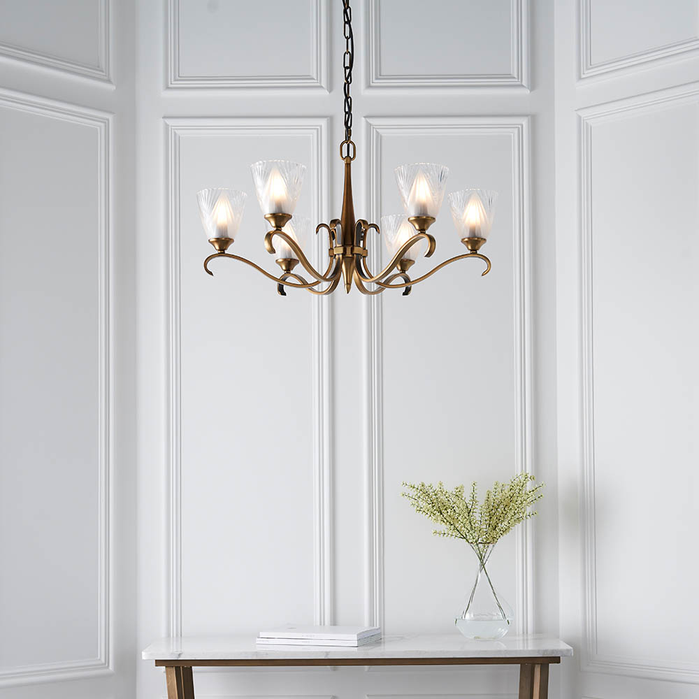 Read more about Cua frosted glass 6 lights pendant ceiling light in antique brass