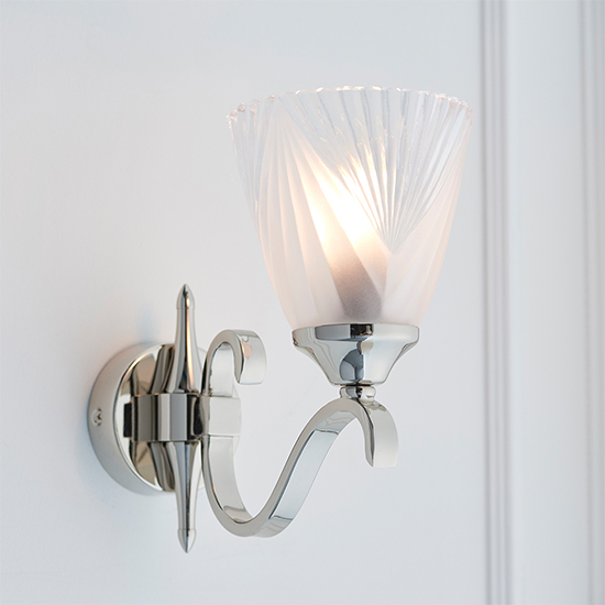 Product photograph of Cua Single Wall Light In Bright Nickel With Deco Glass from Furniture in Fashion