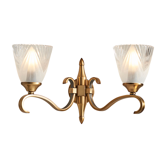 Cua Twin Wall Light In Antique Brass With Deco Glass_4