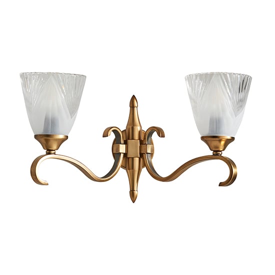 Cua Twin Wall Light In Antique Brass With Deco Glass_5