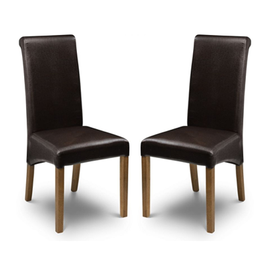 Calypso Brown Faux Leather Dining Chair In Pair Furniture in Fashion