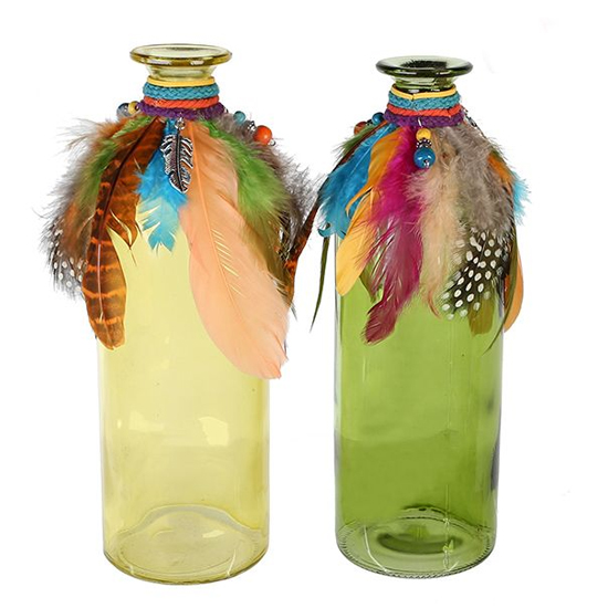 Product photograph of Cuba Glass Set Of 2 Large Decorative Bottle Vase In Multicolor from Furniture in Fashion