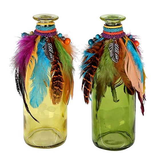 Cuba Glass Set Of 2 Small Decorative Bottle Vase In Multicolor