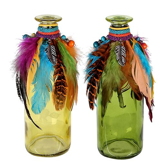 Product photograph of Cuba Glass Set Of 2 Small Decorative Bottle Vase In Multicolor from Furniture in Fashion