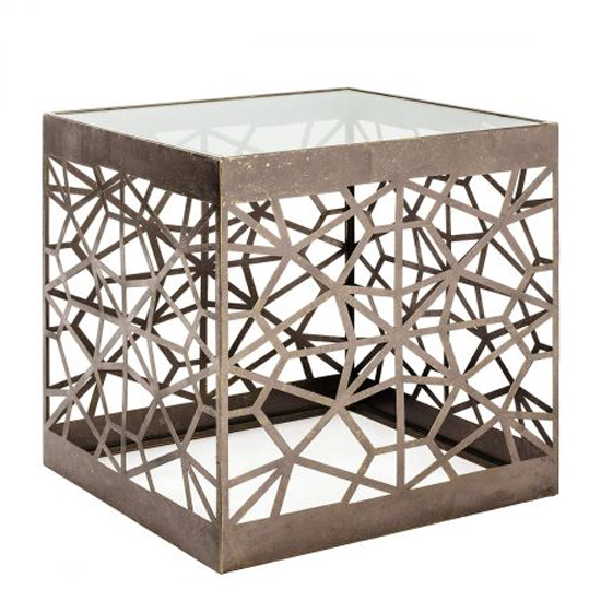 Cube Filia Clear Glass Top Side Table With Metal Frame Furniture in