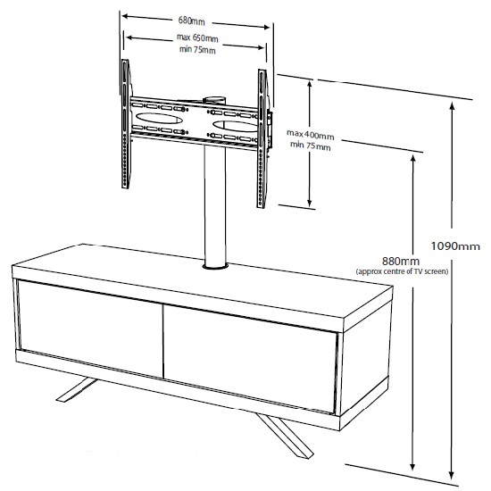 Cubic TV Stand In Black Gloss With Oak Top And Bottom Panel_7