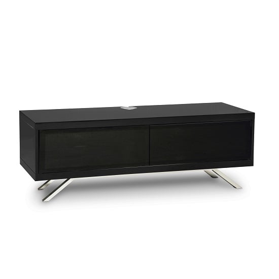 Cubic Contemporary TV Stand In Black Gloss With 2 Doors_3