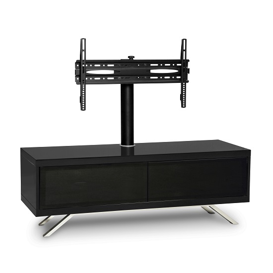 Cubic Contemporary TV Stand In Black Gloss With 2 Doors_5