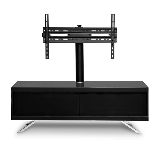 Cubic Contemporary TV Stand In Black Gloss With 2 Doors Furniture in