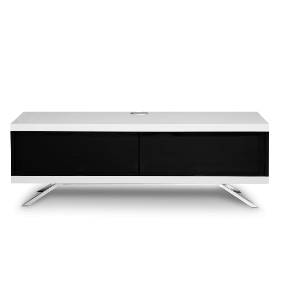 Cubic TV Stand In Black Gloss With White Top And Bottom Panel_3