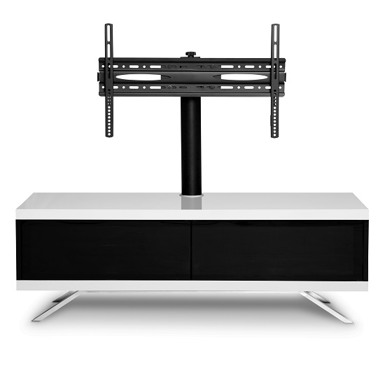 Cubic TV Stand In Black Gloss With White Top And Bottom Panel_6
