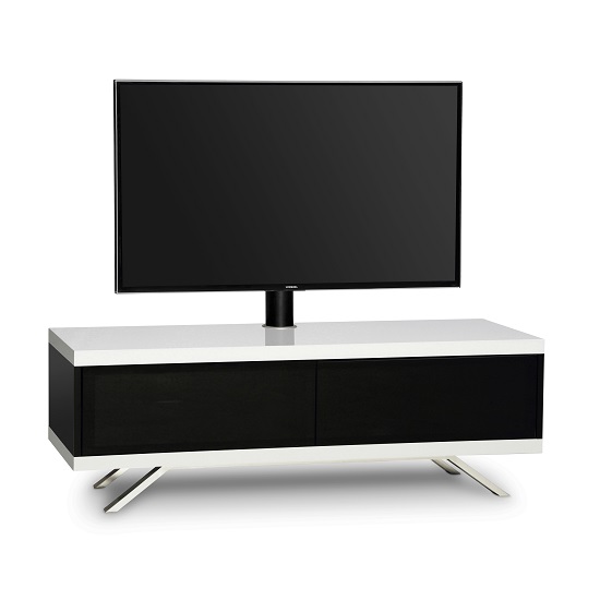 Cubic TV Stand In Black Gloss With White Top And Bottom Panel_4