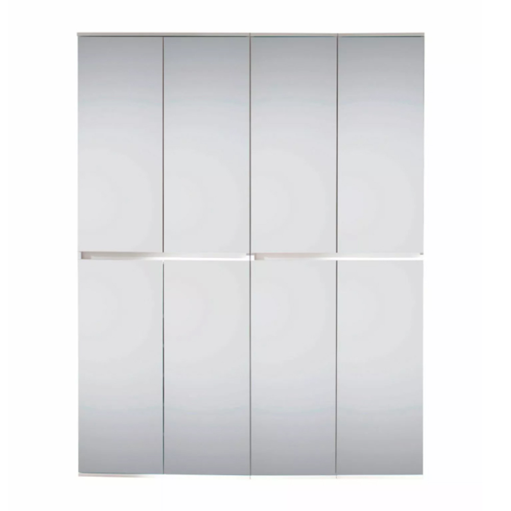 Cubix Mirrored Hallway Wardrobe With 8 Doors In White