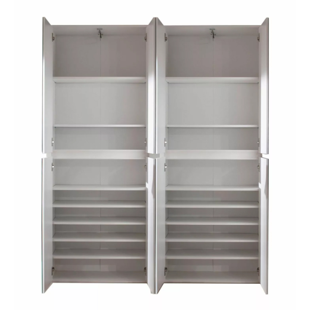 Cubix Mirrored Hallway Wardrobe With 8 Doors In White