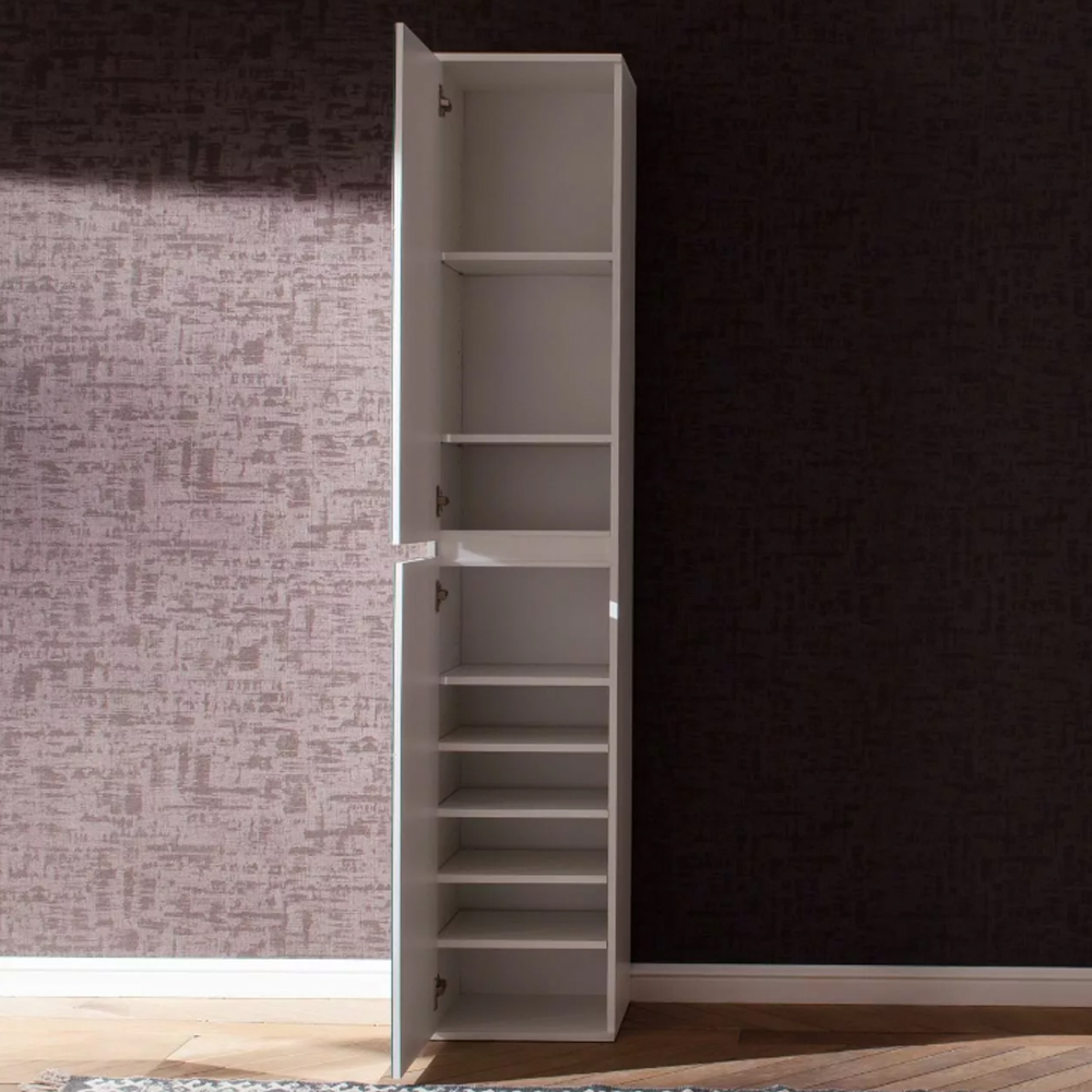 Cubix Mirrored Hallway Shoe Storage Cabinet With 2 Doors In White