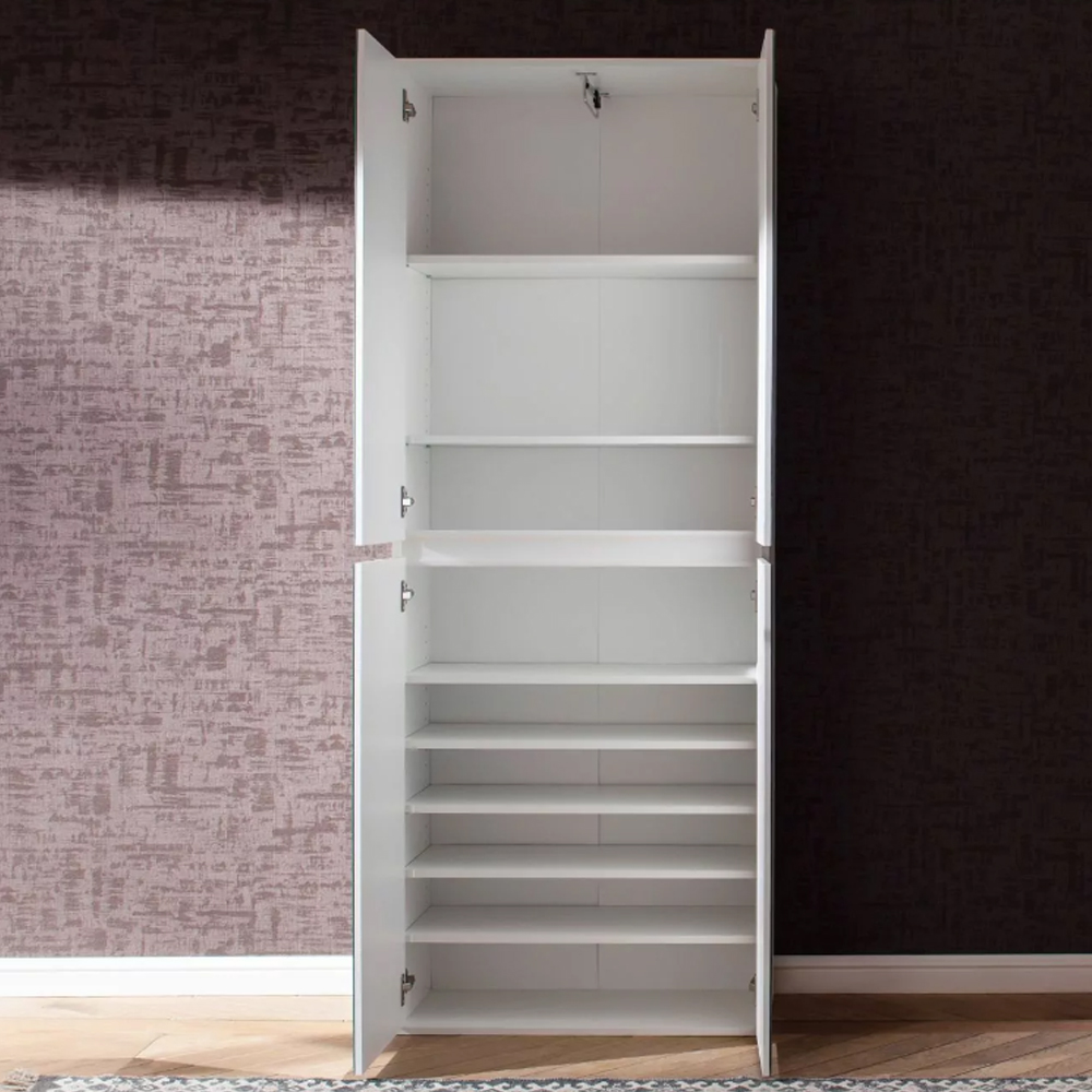 Cubix Mirrored Hallway Shoe Storage Cabinet With 4 Doors In White