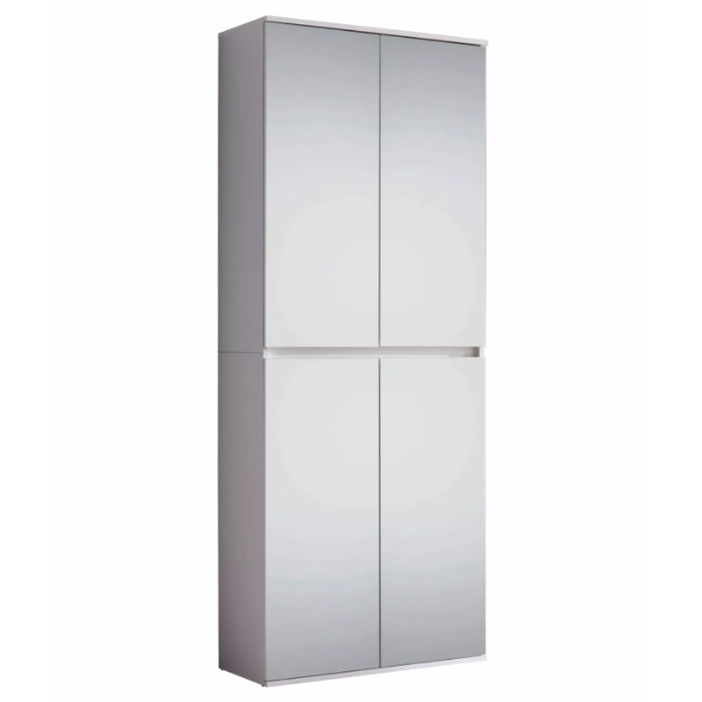 Cubix Mirrored Hallway Shoe Storage Cabinet With 4 Doors In White