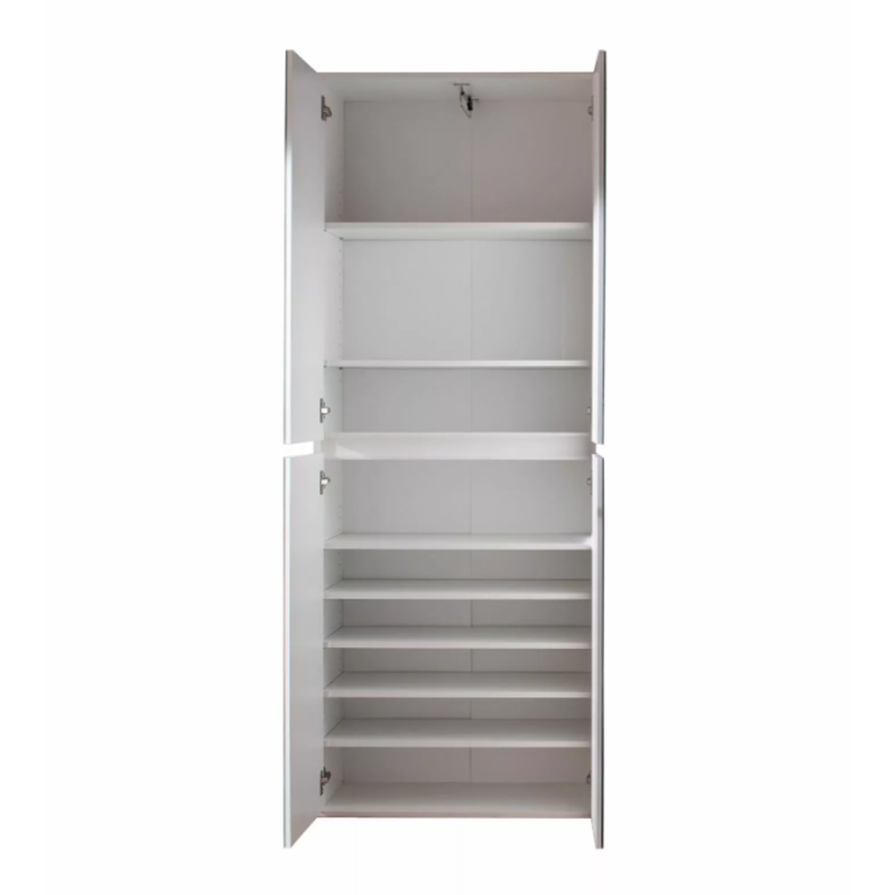 Cubix Mirrored Hallway Shoe Storage Cabinet With 4 Doors In White