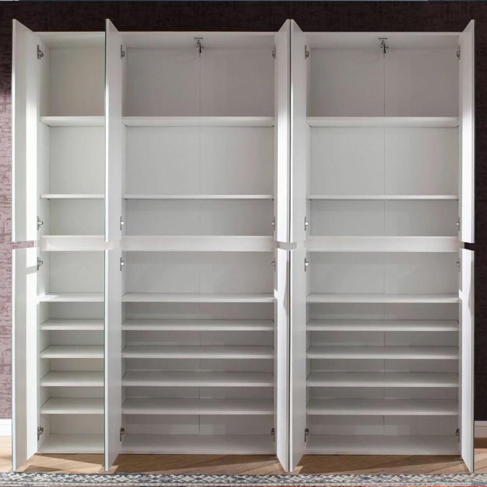 Cubix Mirrored Hallway Wardrobe With 10 Doors In White