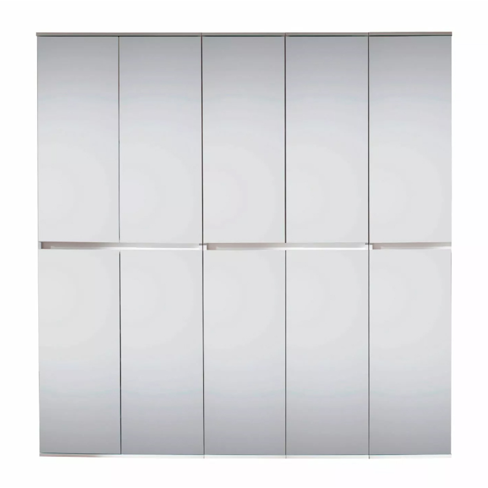 Cubix Mirrored Hallway Wardrobe With 10 Doors In White