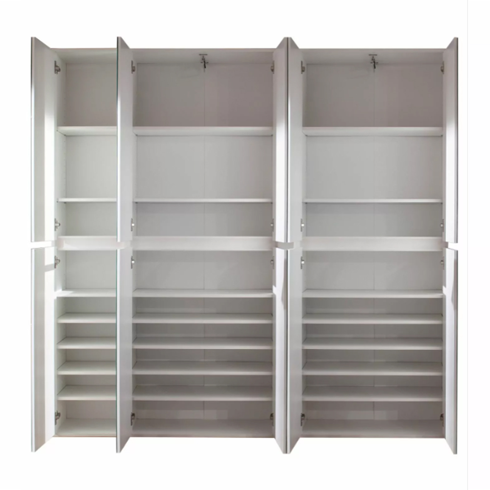 Cubix Mirrored Hallway Wardrobe With 10 Doors In White