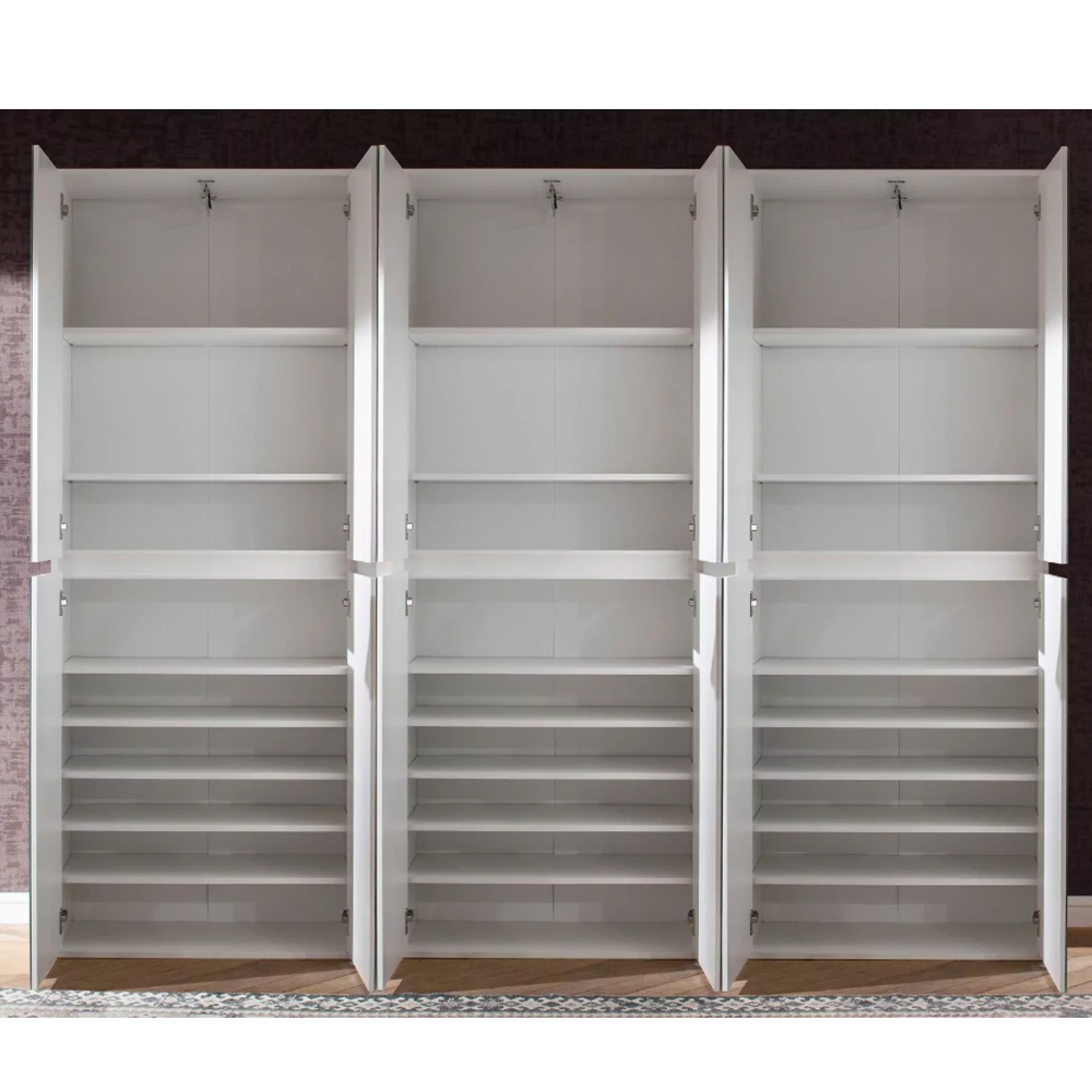 Cubix Mirrored Hallway Wardrobe With 12 Doors In White