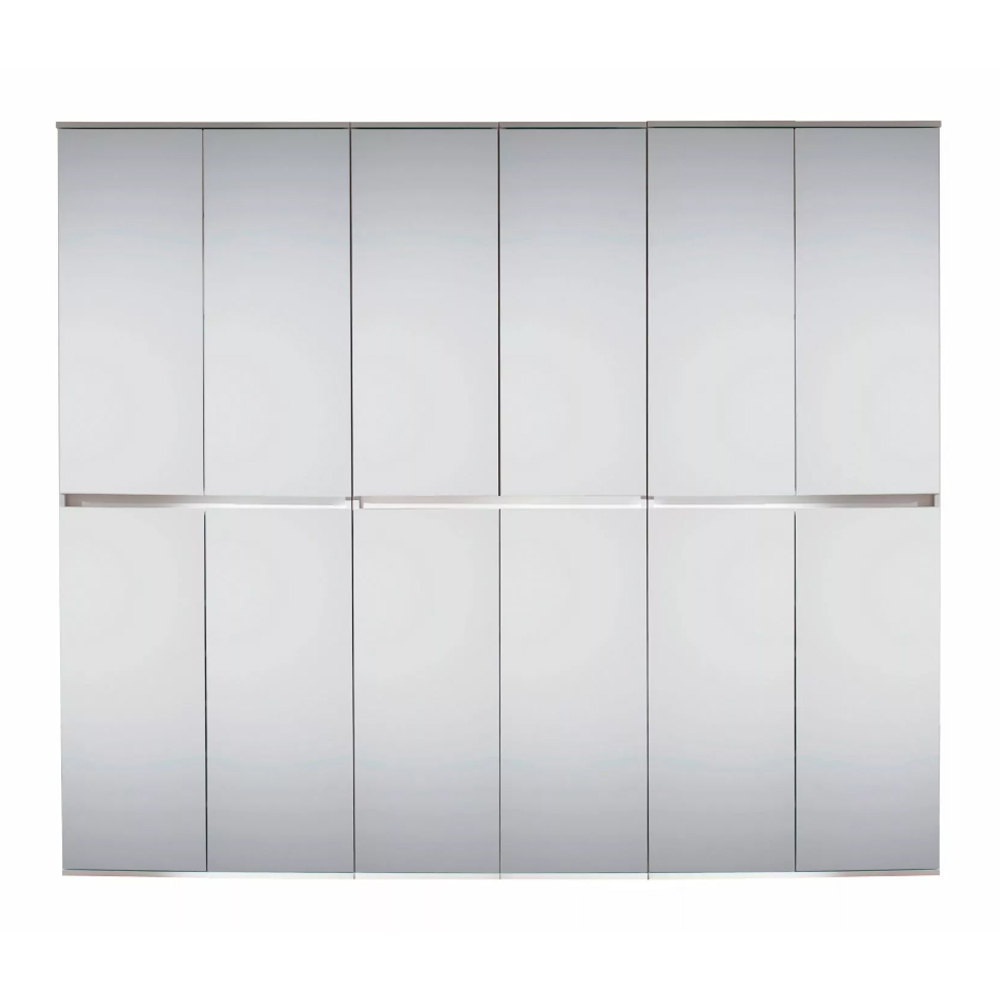 Cubix Mirrored Hallway Wardrobe With 12 Doors In White