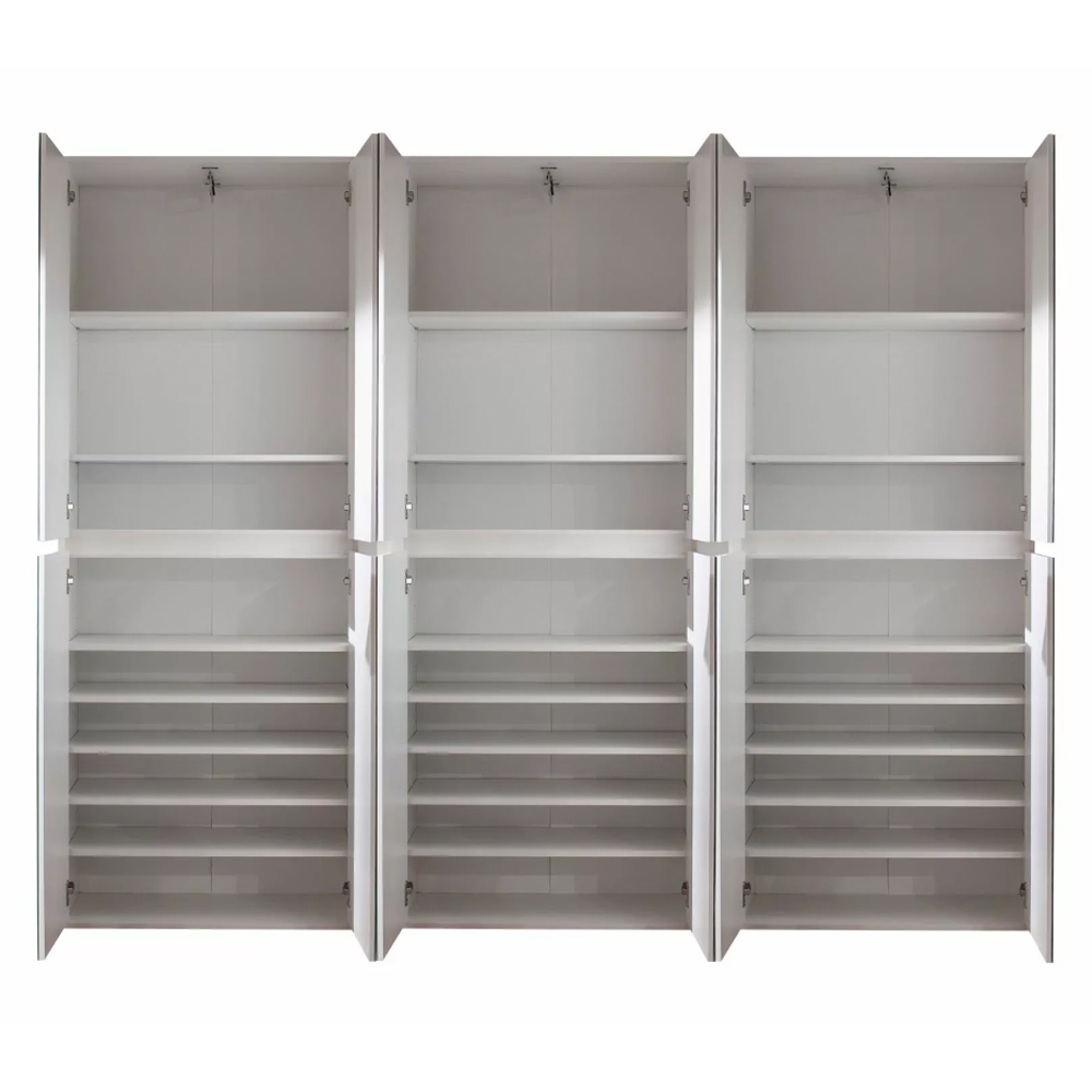Cubix Mirrored Hallway Wardrobe With 12 Doors In White