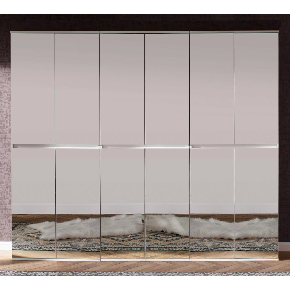Cubix Mirrored Hallway Wardrobe With 12 Doors In White