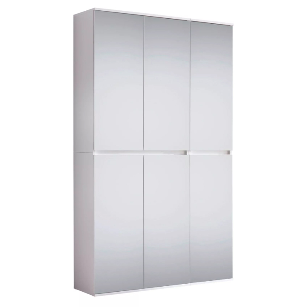 Cubix Mirrored Hallway Wardrobe With 6 Doors In White