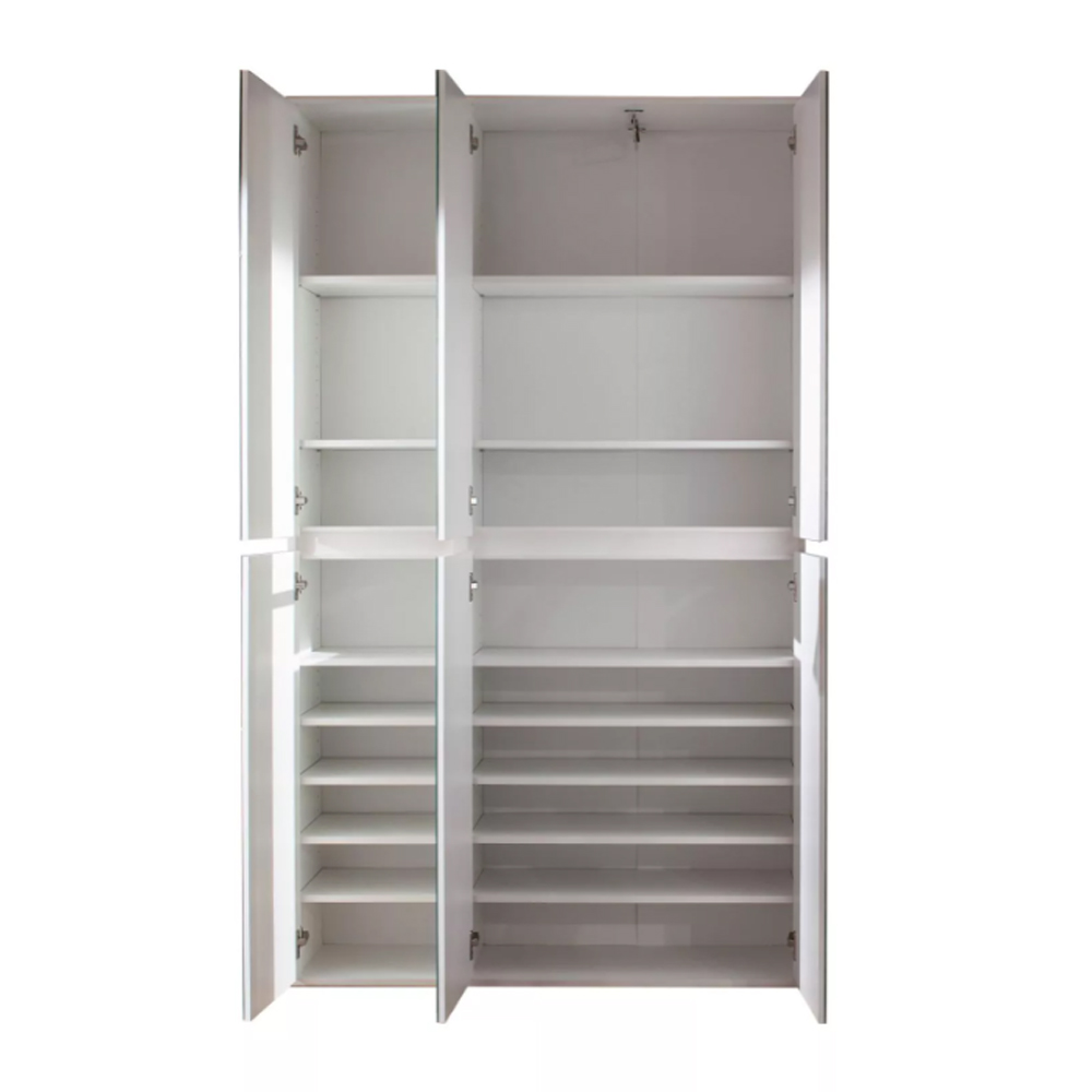 Cubix Mirrored Hallway Wardrobe With 6 Doors In White