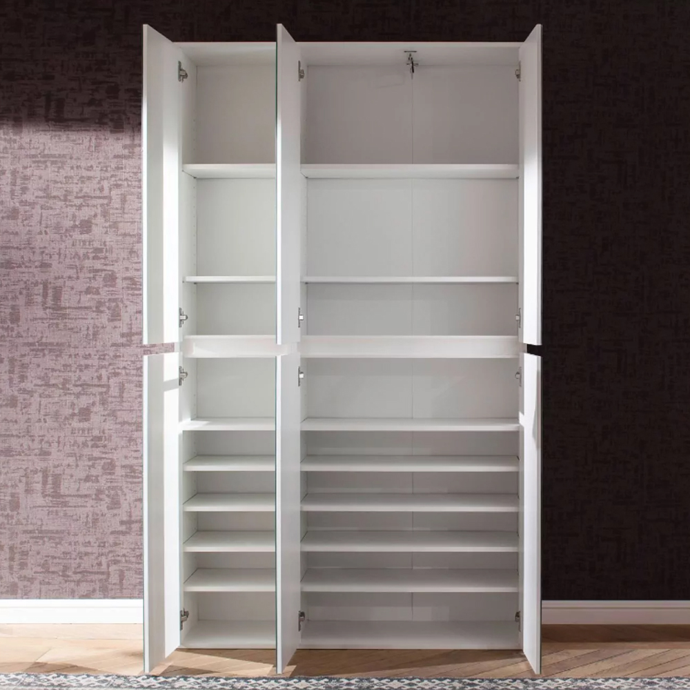 Cubix Mirrored Hallway Wardrobe With 6 Doors In White