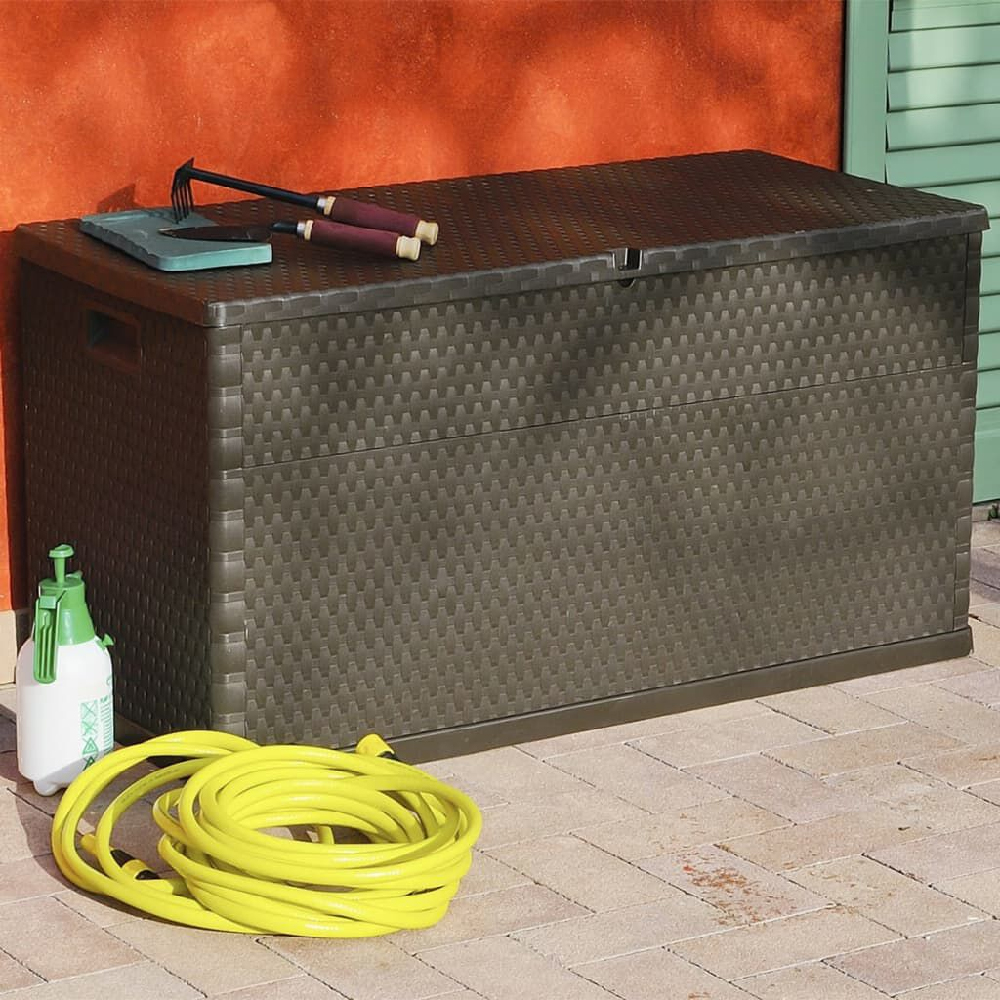 Product photograph of Cudahy Polypropylene Garden Storage Box In Brown from Furniture in Fashion