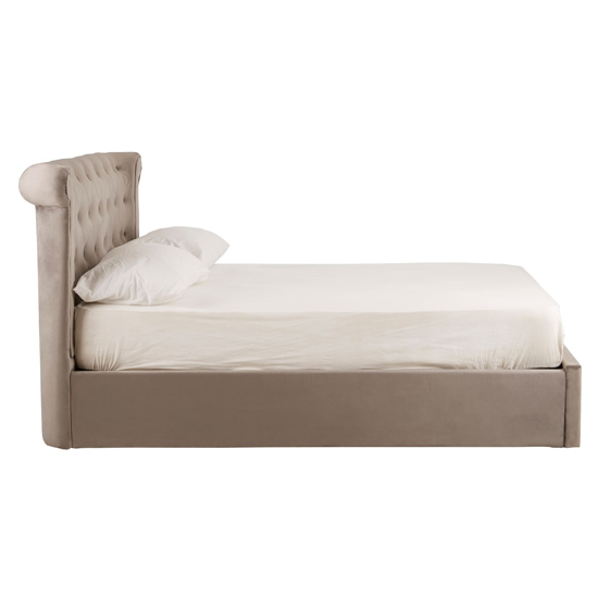 Cujam Velvet Storage Ottoman Double Bed In Brushed Steel