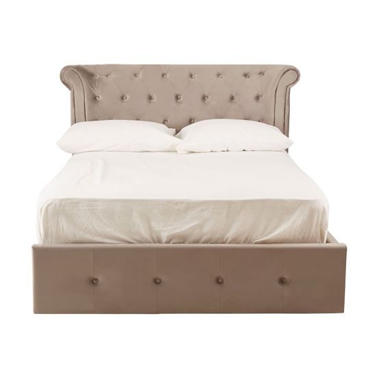 Product photograph of Cujam Velvet Storage Ottoman Double Bed In Brushed Steel from Furniture in Fashion