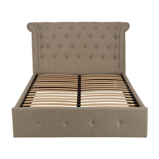 Cujam Fabric Storage Ottoman Double Bed In Light Grey
