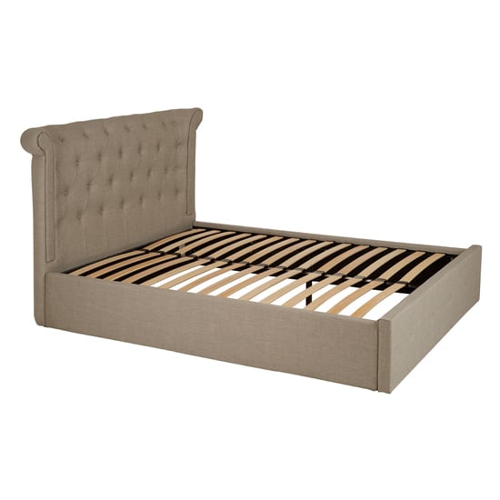 Cujam Fabric Storage Ottoman Double Bed In Light Grey