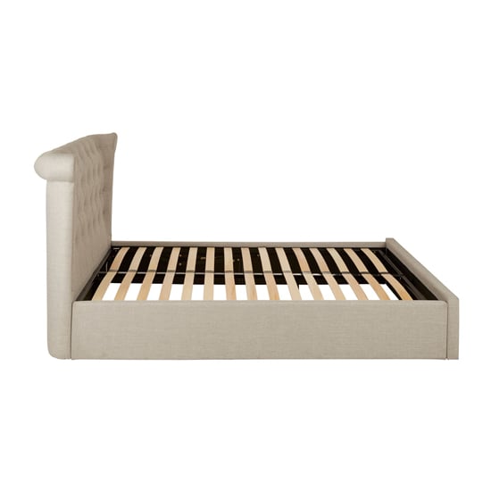 Cujam Fabric Storage Ottoman Double Bed In Light Grey