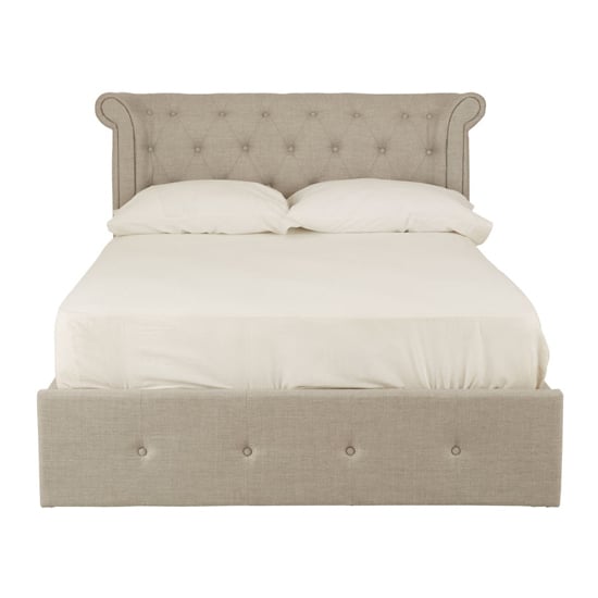 Cujam Fabric Storage Ottoman Double Bed In Light Grey