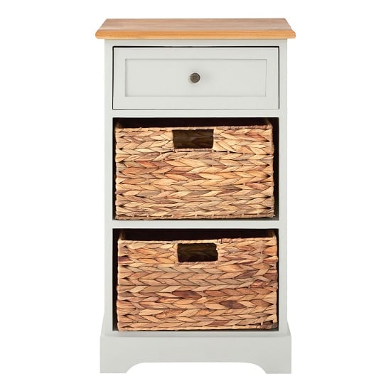 Varmora Wooden Chest Of 3 Drawers In Oak And Grey