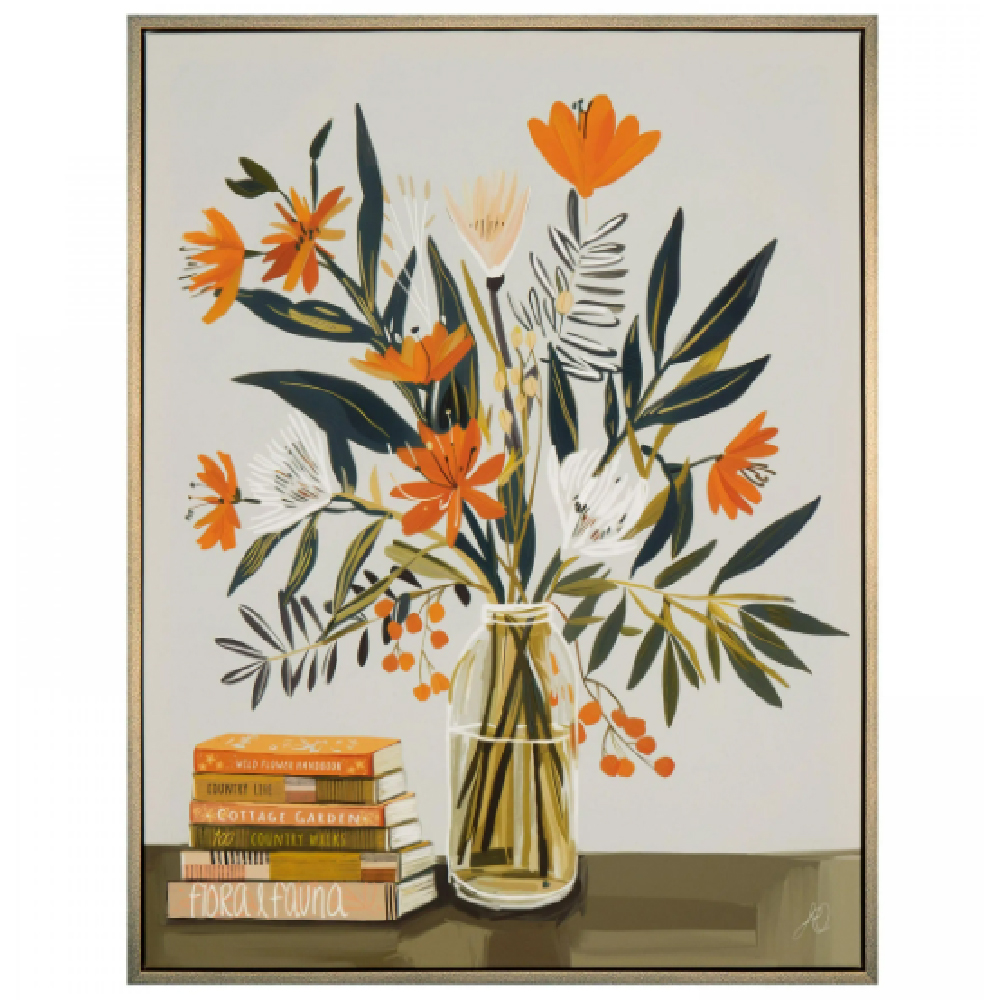 Cullman Canvas Floral Wall Art In Oak Frame