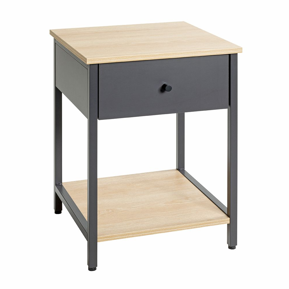 Cullman Wooden End Table With 1 Drawer In Anthracite Oak