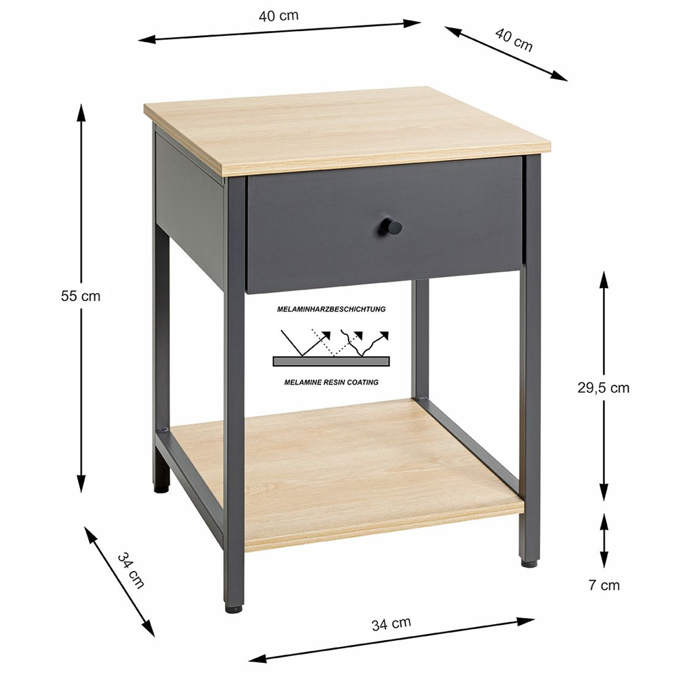 Cullman Wooden End Table With 1 Drawer In Anthracite Oak