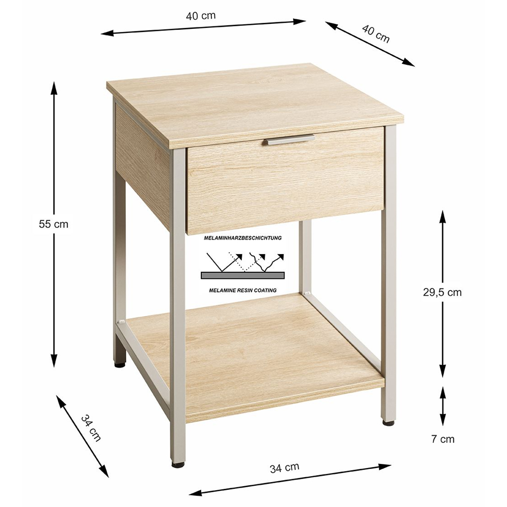 Cullman Wooden End Table With 1 Drawer In Grey Oak