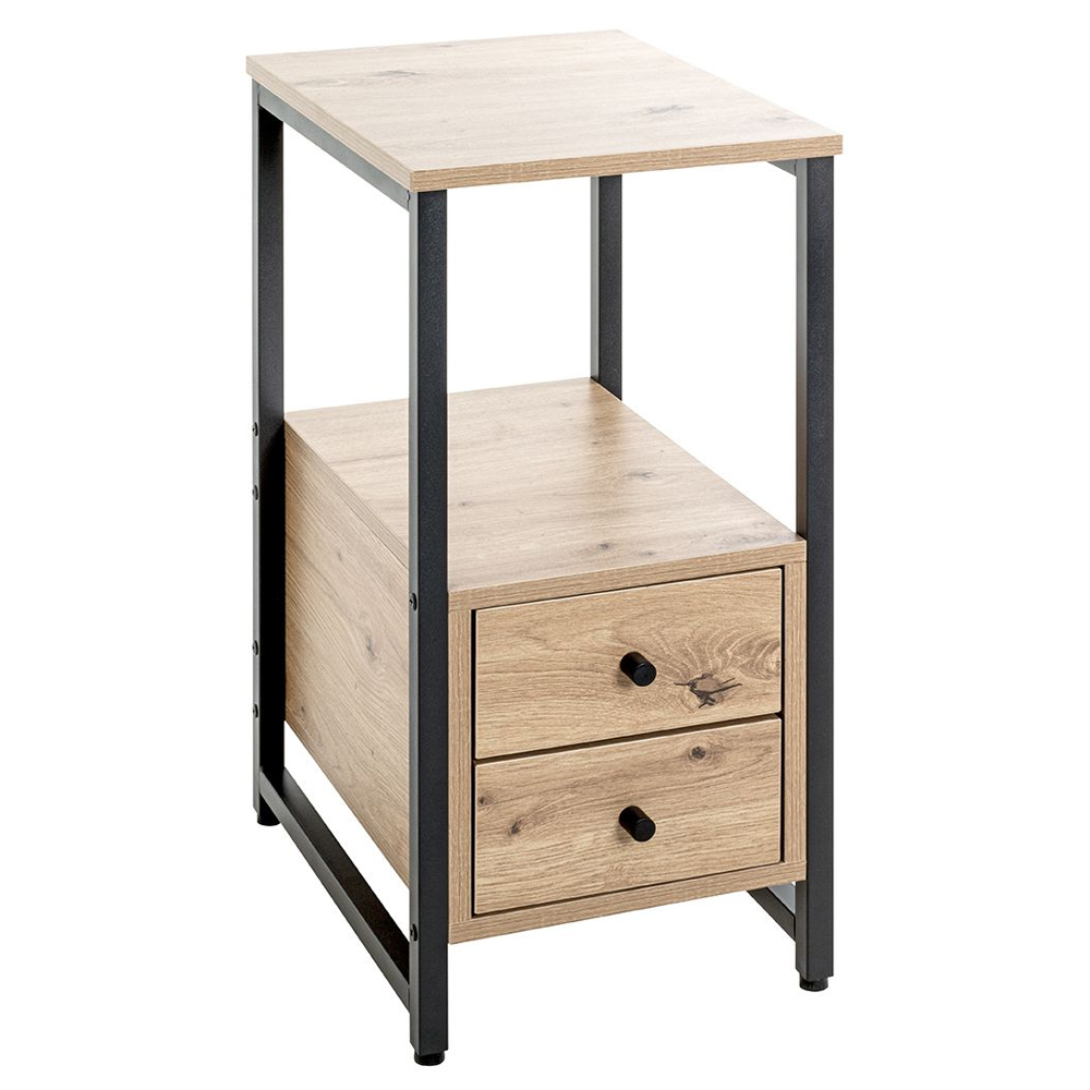 Cullman Wooden End Table With 2 Drawers In Black Oak