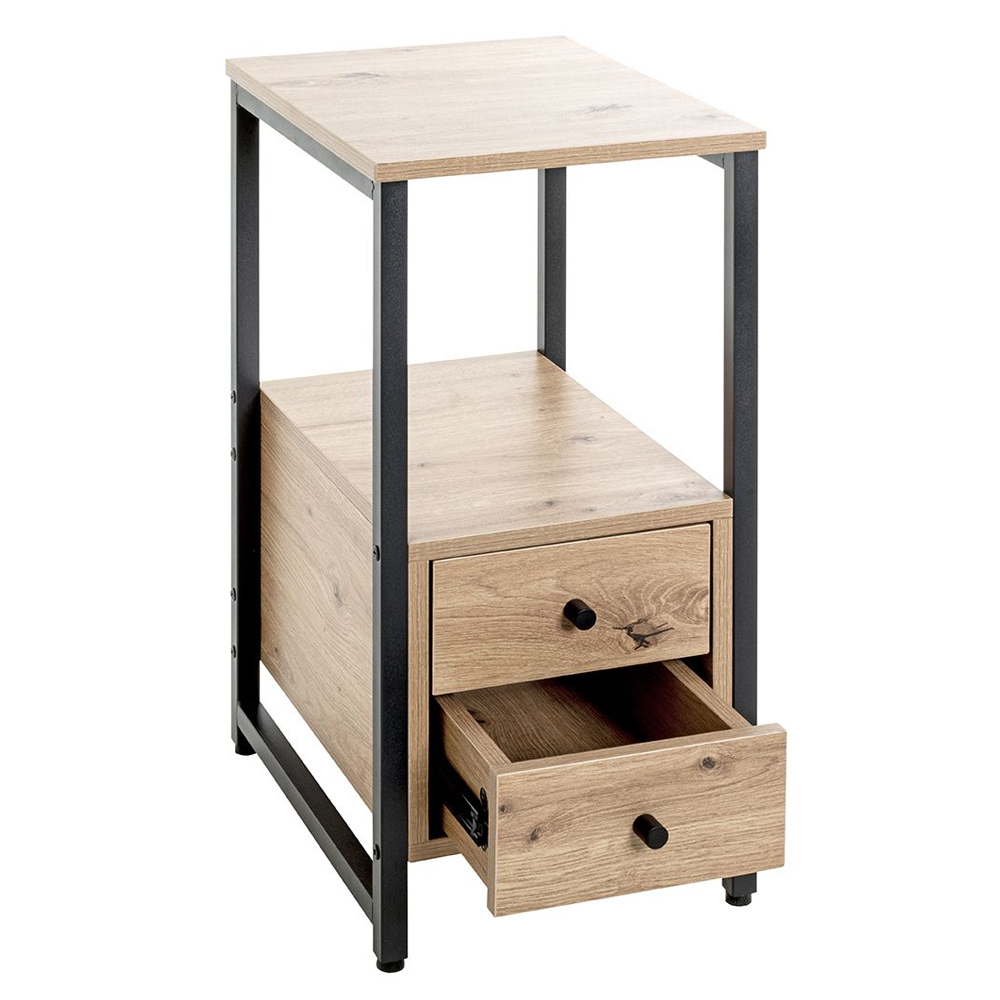 Cullman Wooden End Table With 2 Drawers In Black Oak