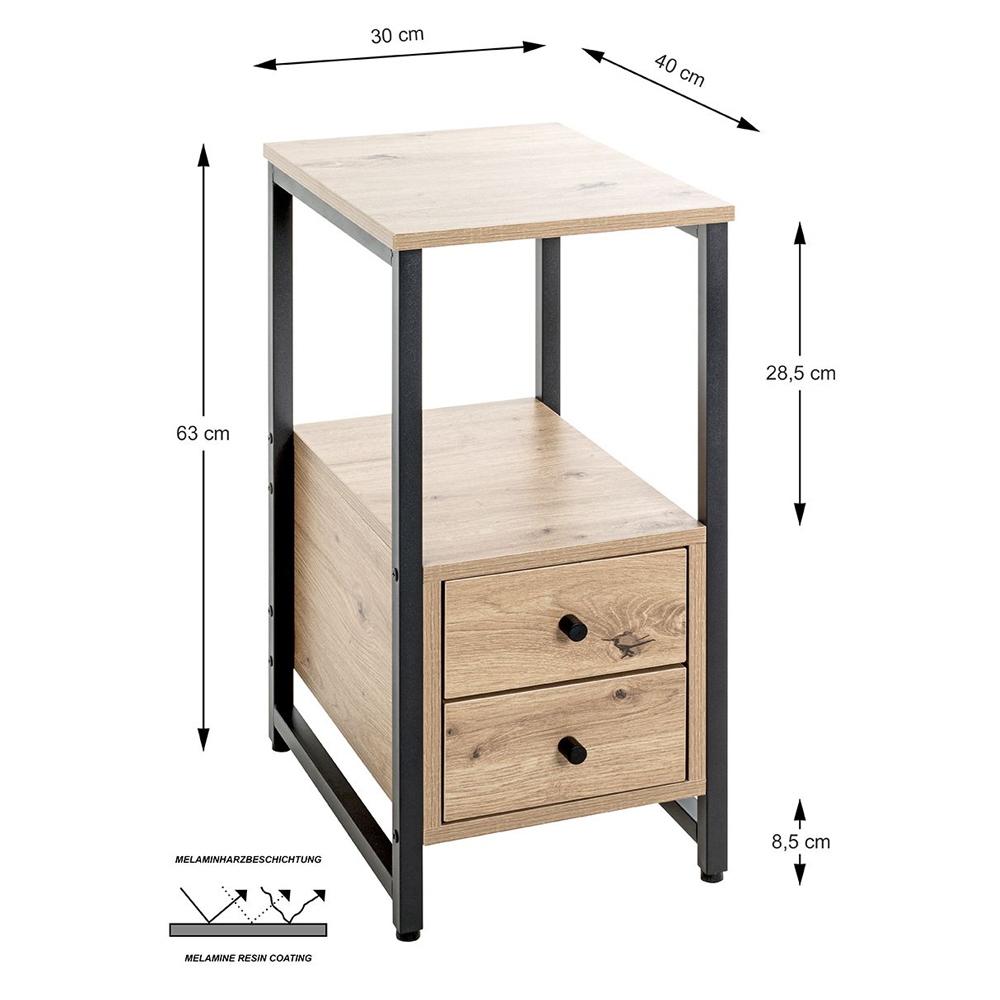 Cullman Wooden End Table With 2 Drawers In Black Oak