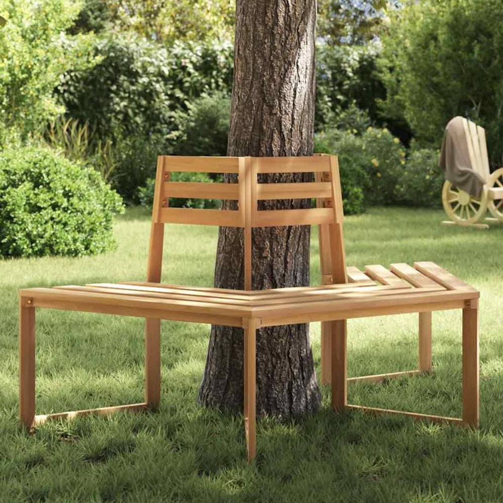 Product photograph of Cullman Wooden Half Hexagonal Garden Tree Bench In Natural from Furniture in Fashion