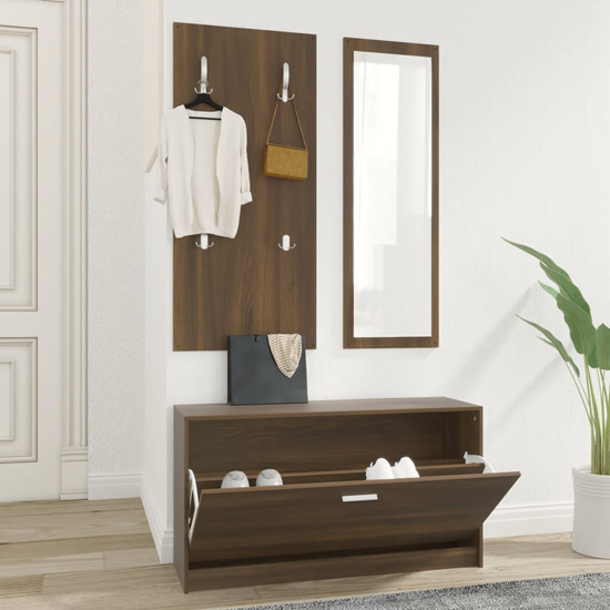 Cullman Wooden Hallway Furniture Set In Brown Oak